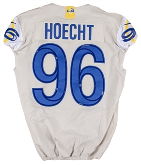 2021 Michael Hoecht Game Used Los Angeles Rams Alternate Bone Gray Jersey (Rams COA)